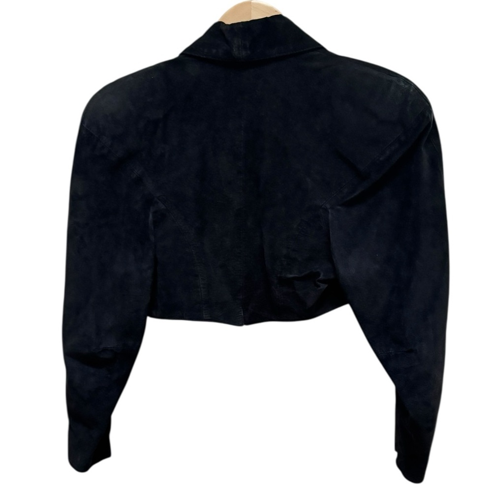 Michael Hoban for North Beach Vintage 80s Black Cropped Leather Jacket - Picture 8 of 9